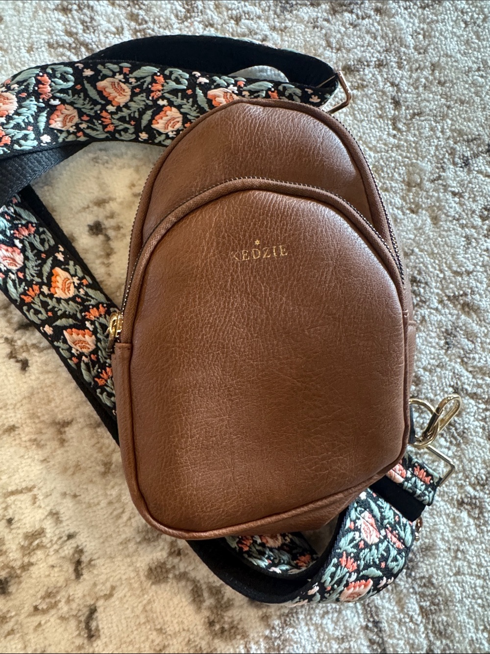 Kedzie Brown Leather Crossbody Sling Bag